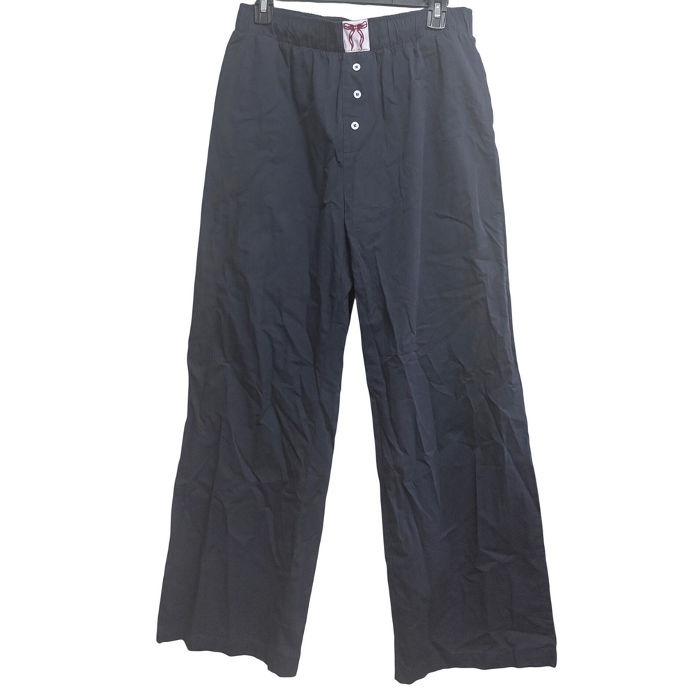 Le Lis Collection Boxer Pants Bow Accent Navy Blue Cotton Pajama Bottoms Large